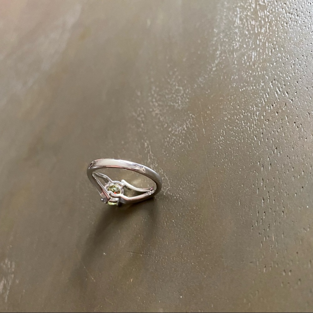 Yellow Round Solitaire Silver Split Shank Band Ri… - image 3